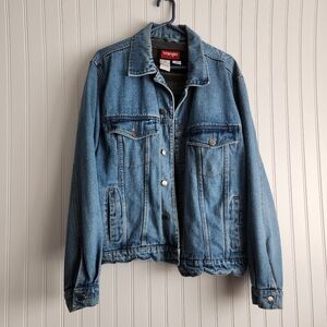 Vintage Wrangler Hero Blue 100% Cotton Denim Heavy Weight Barncore Jacket Large